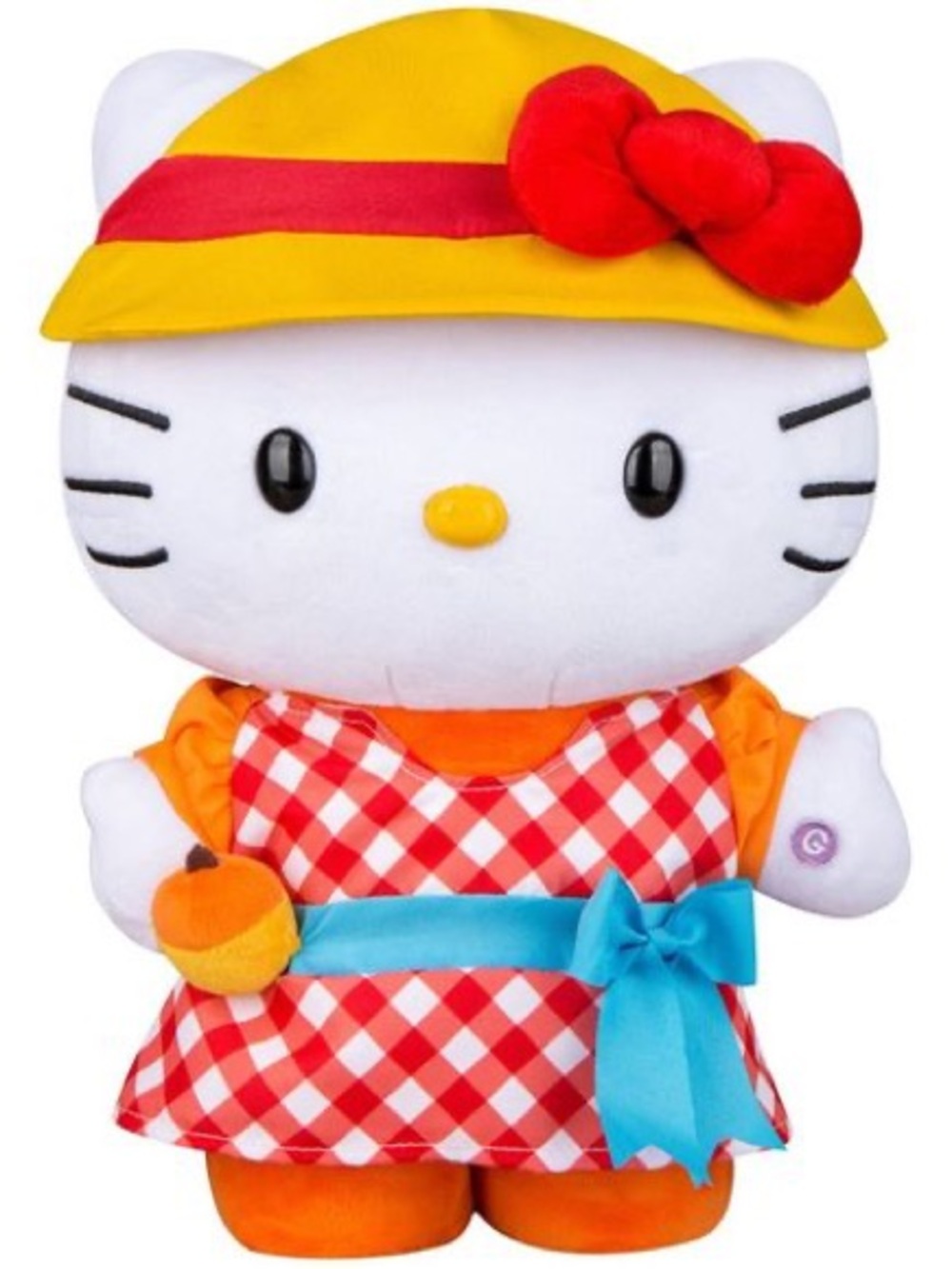 Hello Kitty Plush Side Stepper - Walking/ Dancing, Yellow Hat with Red Bow